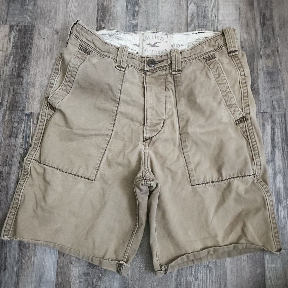 Hollister Cargo Shorts Mens 30 Khaki Tan Cotton Twill Casual Summer Outdoor